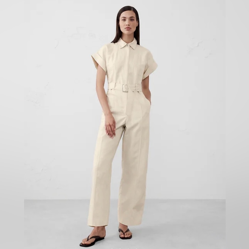 Elegant Linen Belted Jumpsuit